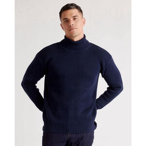 Quince Men 100% Organic Cotton Turtleneck Sweater Navy Sleeved Top XXL